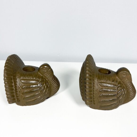 Pair Of Hallmark Thanksgiving Candle Turkey Holders NEW - Picture 5 of 9